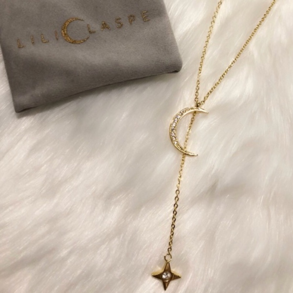 LILI CLASPE ROPE CRESCENT MOON LARIAT 
Necklace